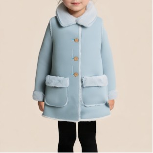 Warm plush collared coat for girls