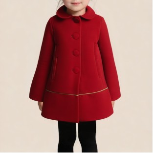 Classic red warm long-sleeved coat for girls