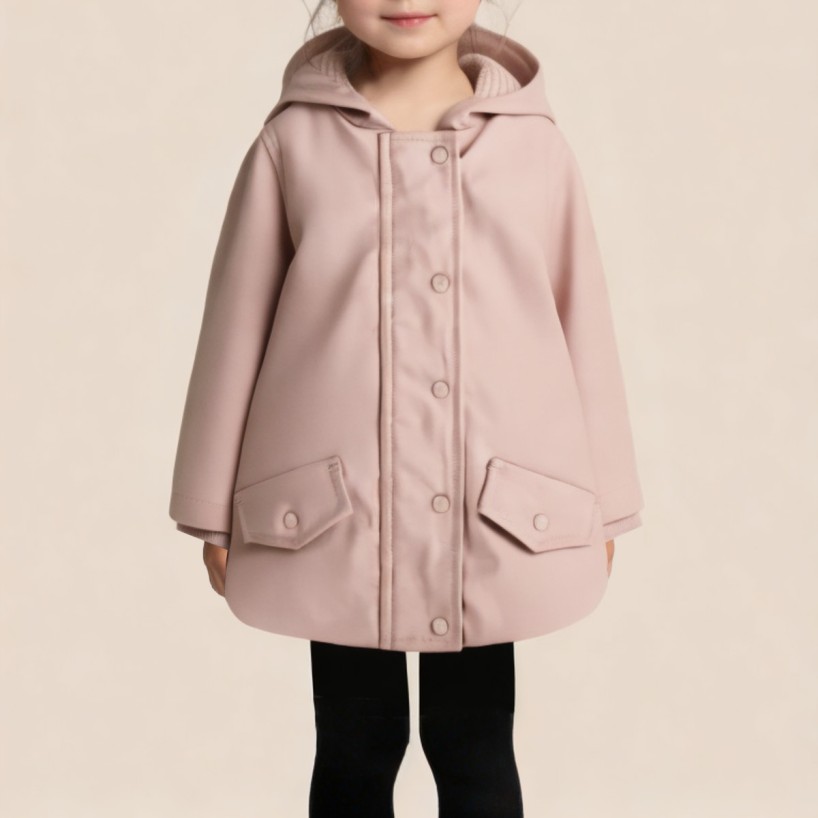Pink fashionable hooded coat for girls