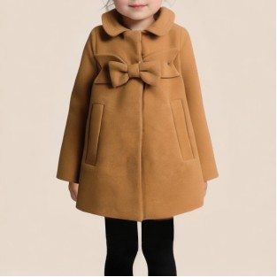 Brown lapel loose-fitting girls' coat