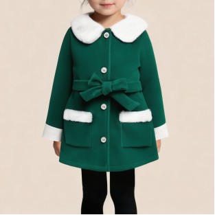 Green warm and comfortable girl's coat