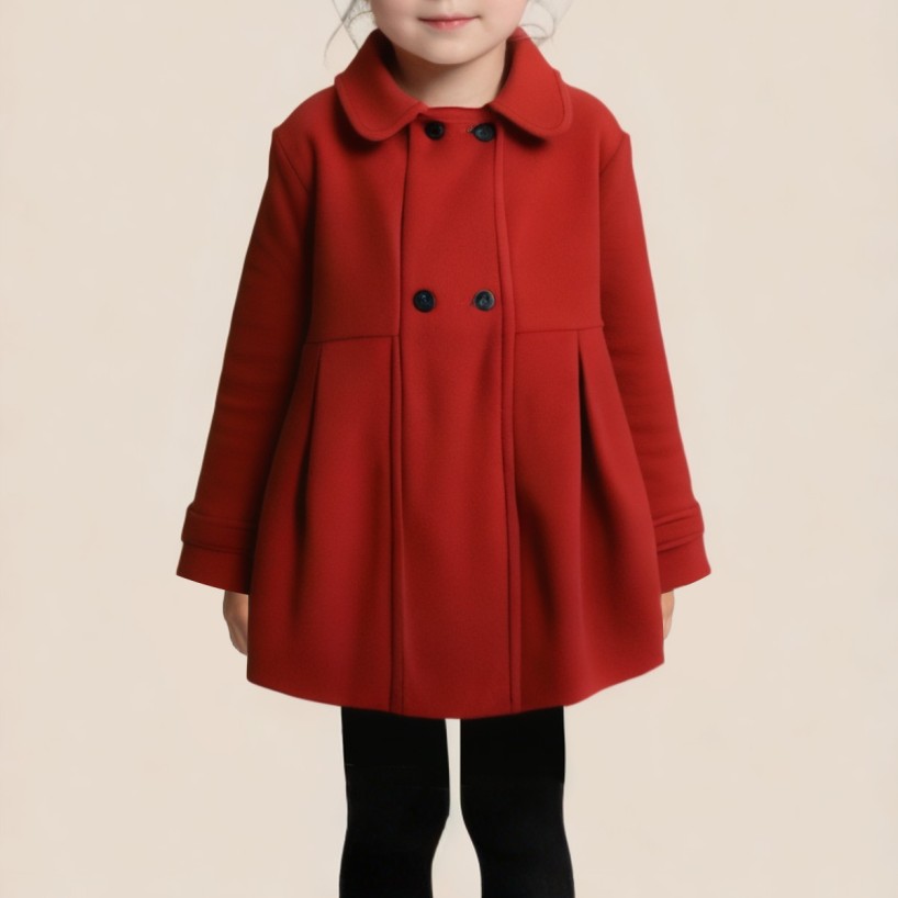 Red high-quality warm girls' coat