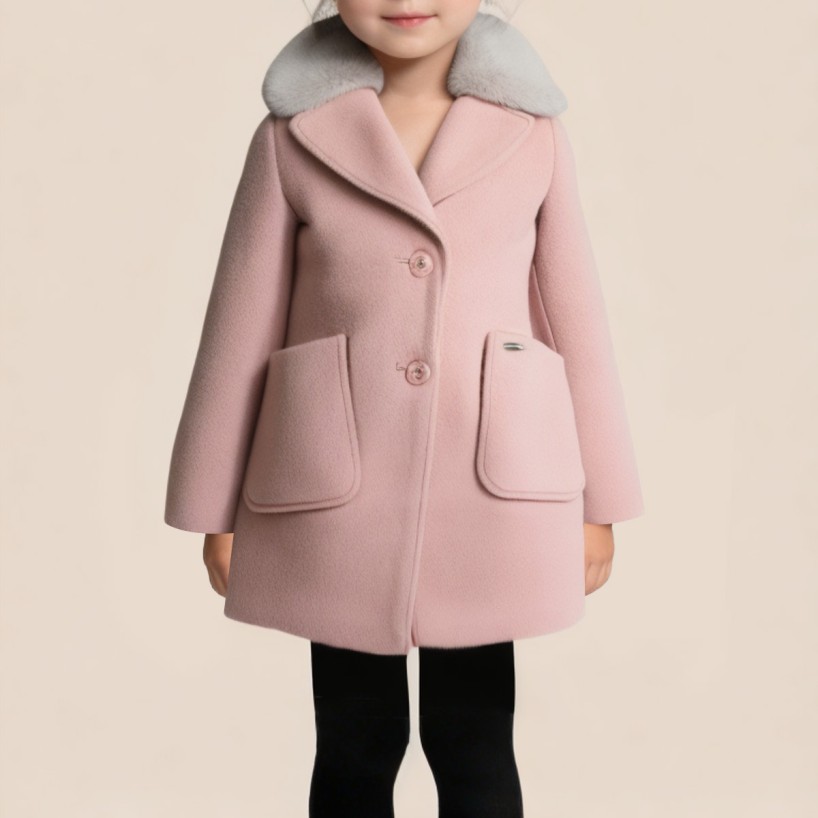 Fur-collar warm long-sleeved coat for girls