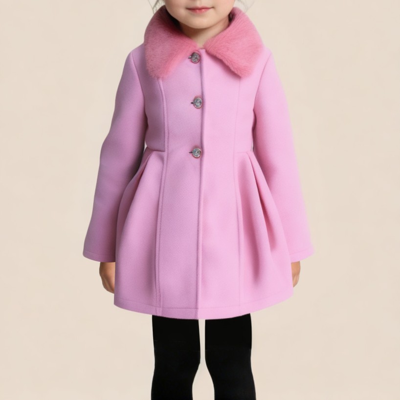 Elegant fur-trimmed warm coat for girls