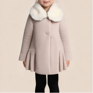 Windproof and warm plush-lined collar girls' coat