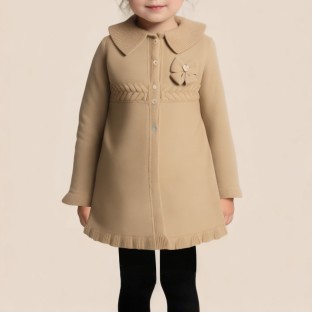 Casual collared knitted coat for girls