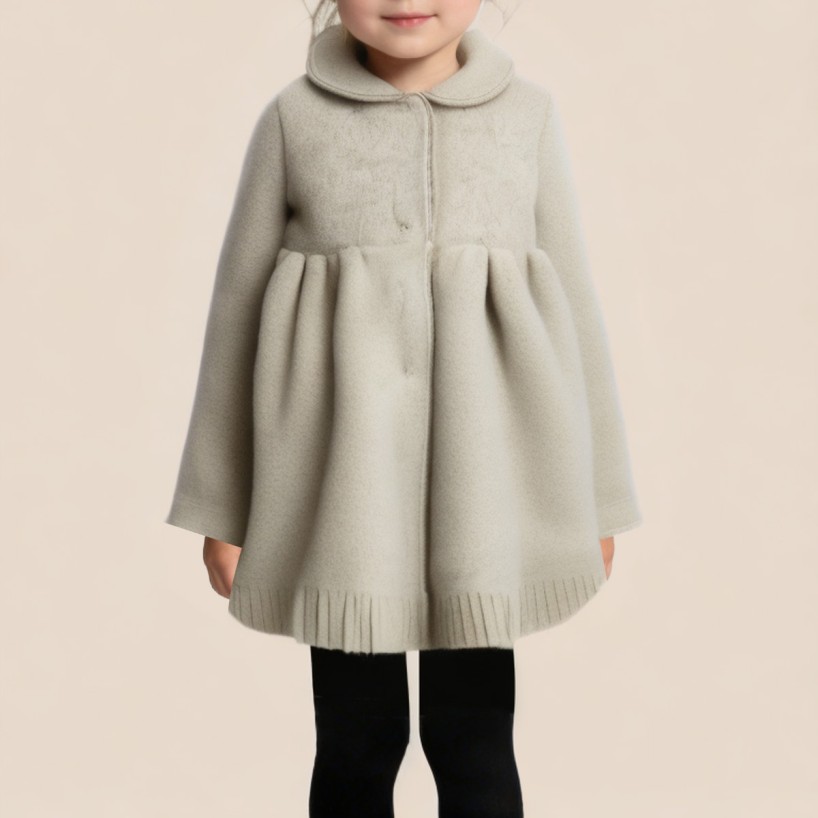 Gray lapel loose-fitting girl's coat