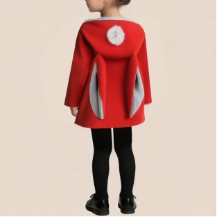 New stylish red hooded girls' coat