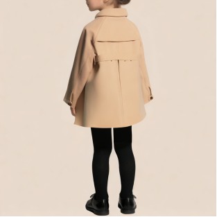 Autumn double-breasted belted girls' coat