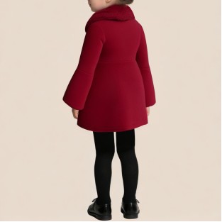 Red warm fur-trimmed coat for girls
