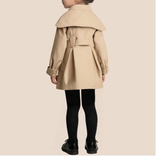 Simple lapel double-breasted girls' coat