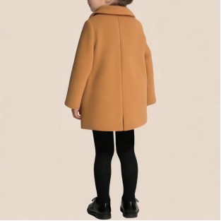 Brown lapel loose-fitting girls' coat