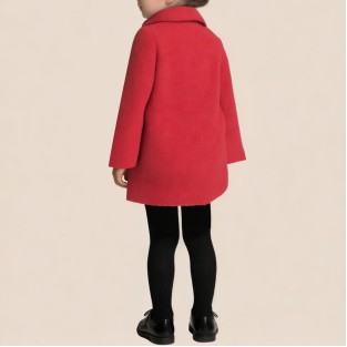 Red warm double-breasted coat for girls