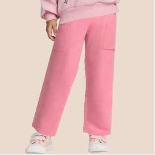 Fashionable pink loose-fitting girls' pants