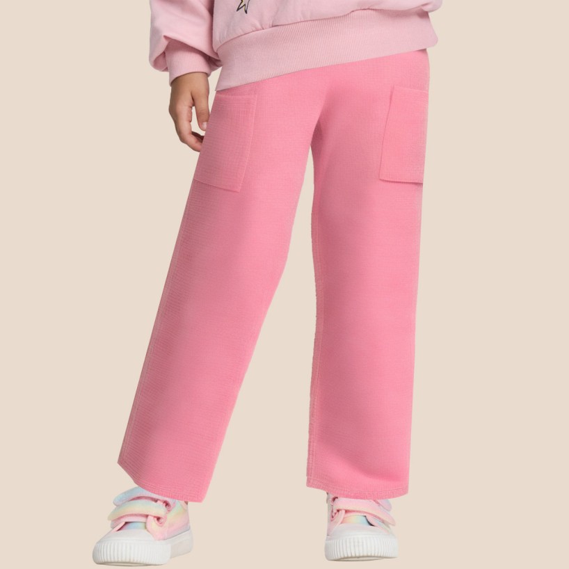 Fashionable pink loose-fitting girls' pants