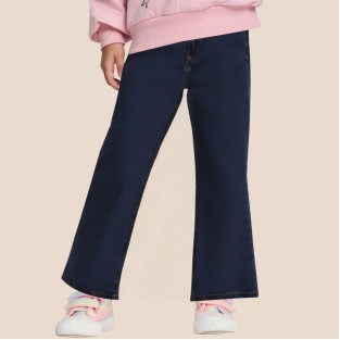 Dark blue fashionable flared jeans for girls