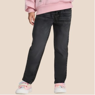 Washed and faded comfortable girls' jeans