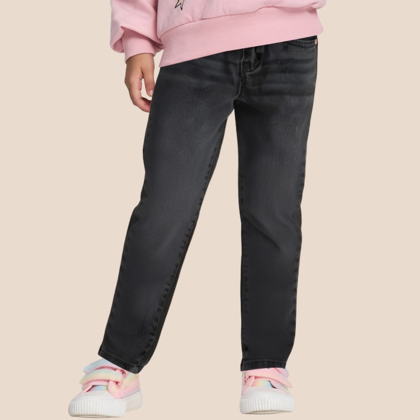 Washed and faded comfortable girls' jeans