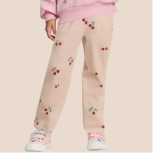 Cherry print soft textile pants for girls