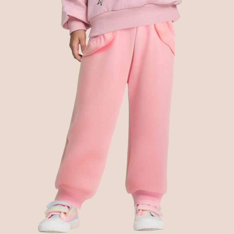 Pink ruffled pure cotton girls' pants