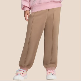 Brown lace-up girls' athletic pants