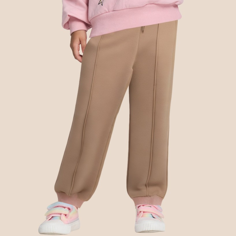 Brown lace-up girls' athletic pants