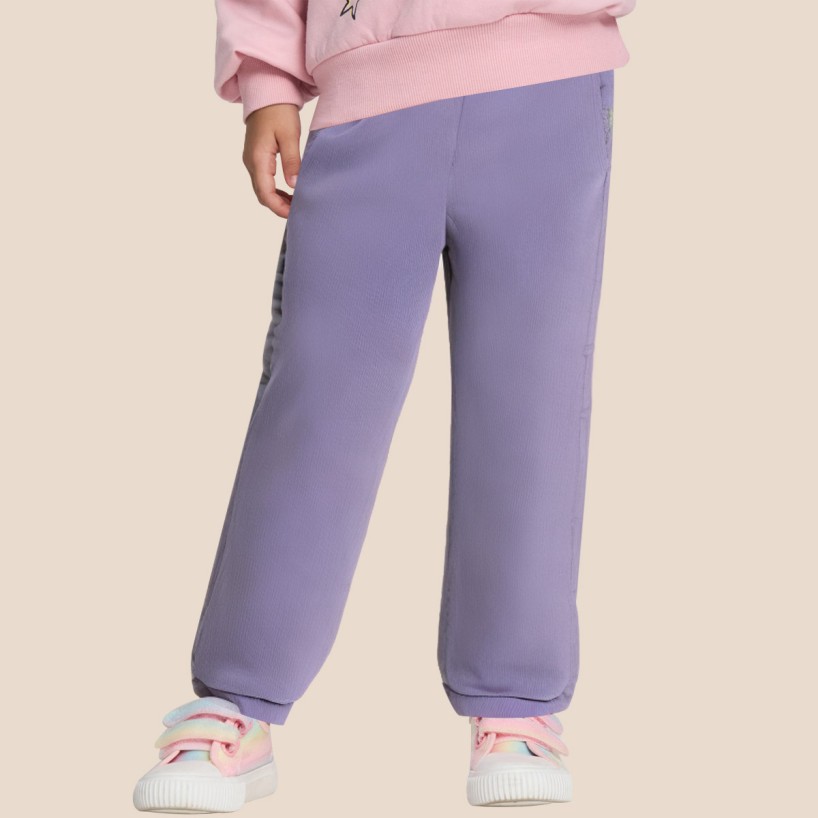 Purple warm fleece-lined girls' pants
