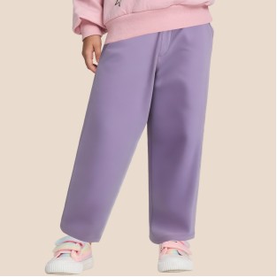 Purple comfortable elastic waist girls' trousers