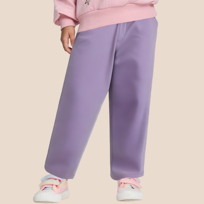 Purple comfortable elastic waist girls' trousers