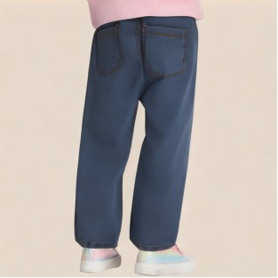 Girls' denim pants with floral embroidery