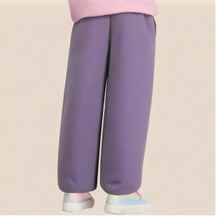 Purple comfortable elastic waist girls' trousers