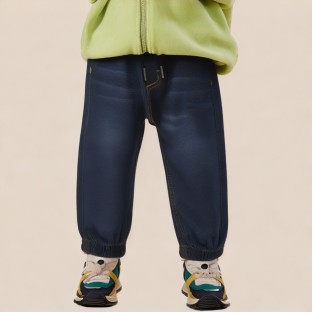 Washed denim drawstring pants for boys