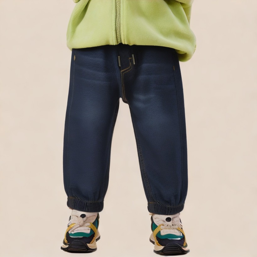 Washed denim drawstring pants for boys