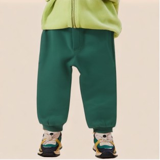 Simple green elastic waist boys' sports pants