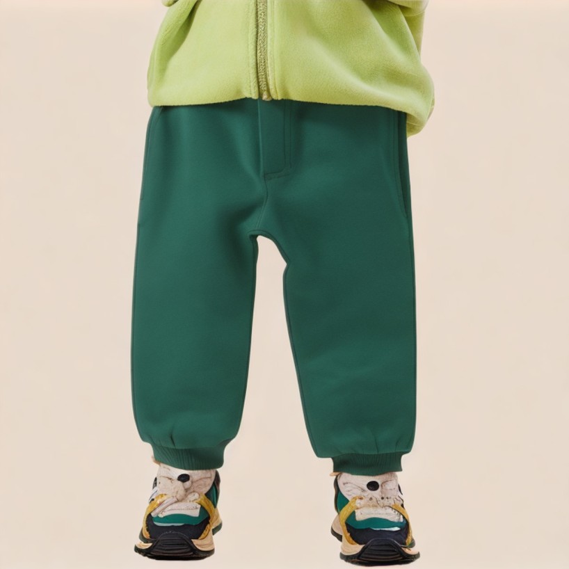 Simple green elastic waist boys' sports pants