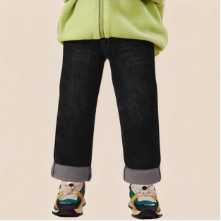 Black straight-leg durable boys' jeans