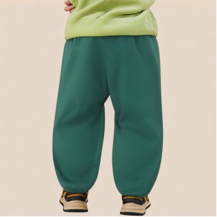 Simple green elastic waist boys' sports pants