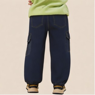 Washed and faded elastic waist boys' jeans