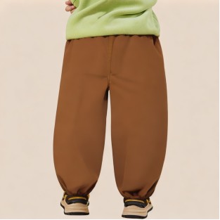 Brown simple and durable casual trousers for boys