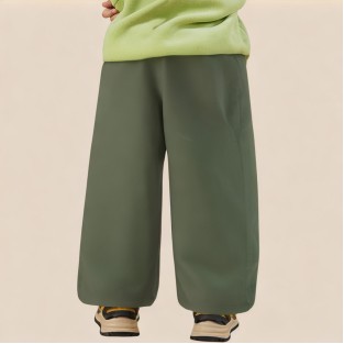 Green soft straight-leg boys' pants